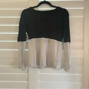 Benjamin Jay Colorblock Crewneck Lightweight Sweater Black Grey XS